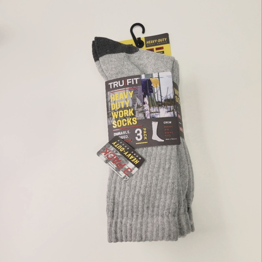 Sold - 3 Pairs Mens Tru Fit Heavy Duty Cotton Crew Sock
